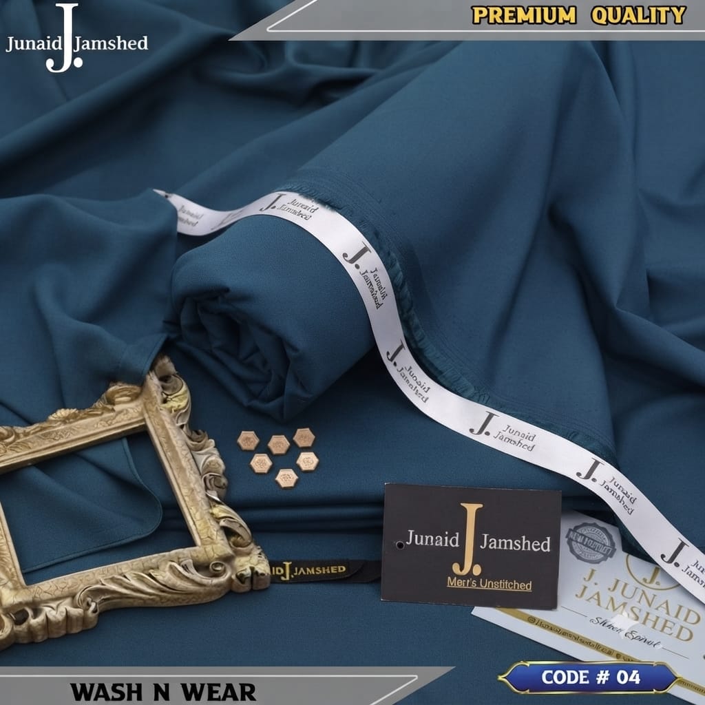 J. JUNAID JAMSHED PREMIUM WASH N WEAR TEAL ZINC BLUE