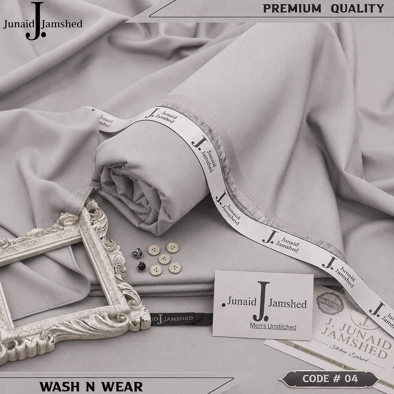 J. JUNAID JAMSHED PREMIUM WASH N WEAR SILVER GREY