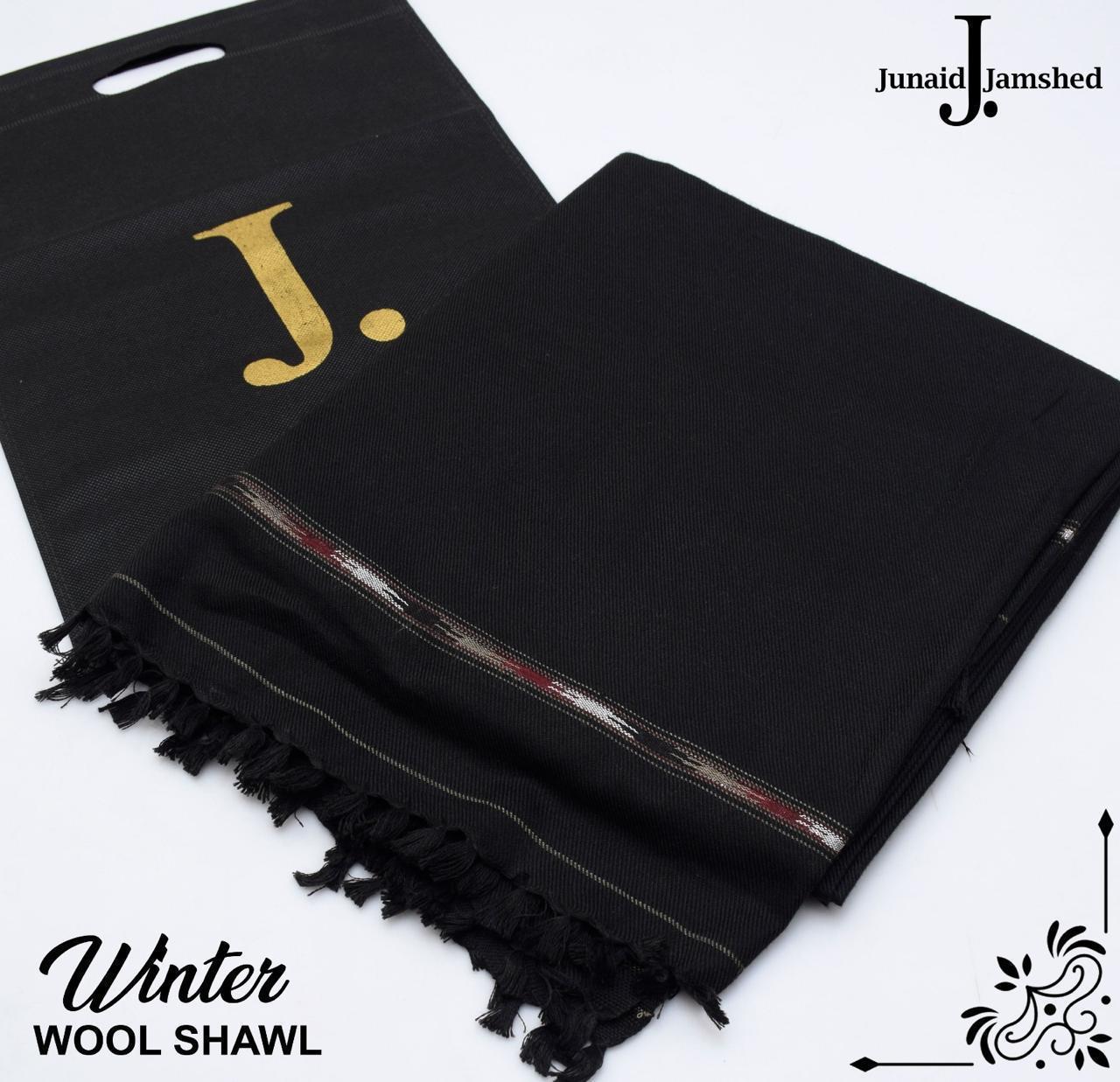 Premium Men's Wool Shawl By Junaid jamshed Black