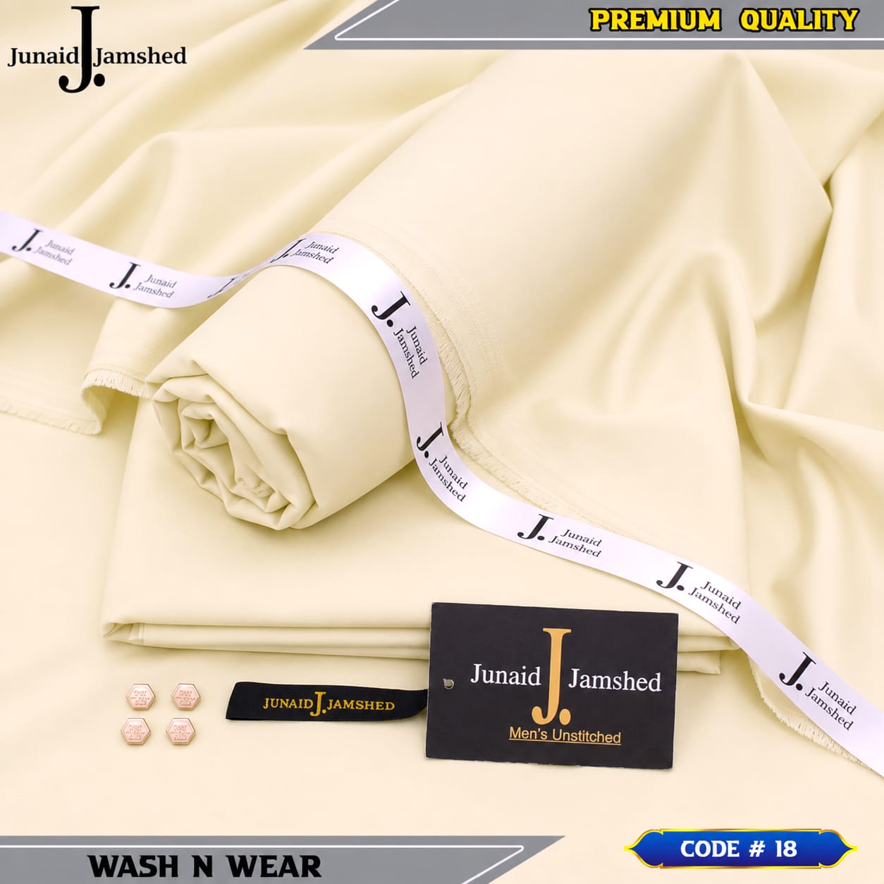 J. JUNAID JAMSHED PREMIUM WASH N WEAR CREAM OFF-WHITE