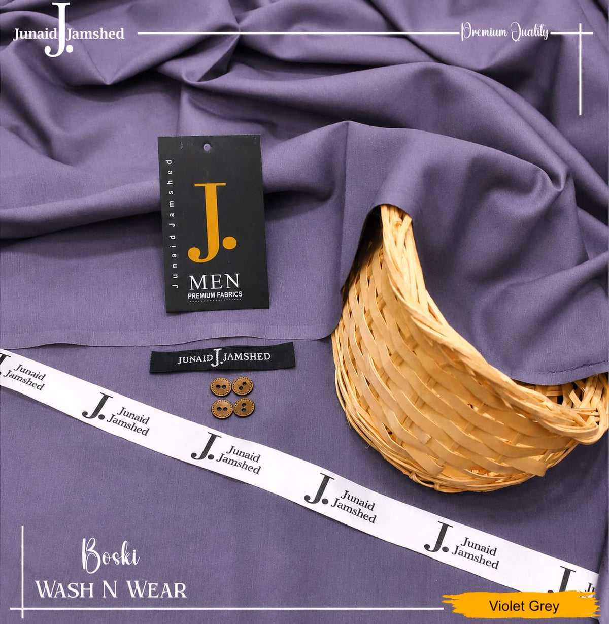 J. JUNAID JAMSHAED - FOUR SEASONS WASH & WEAR VIOLET GREY
