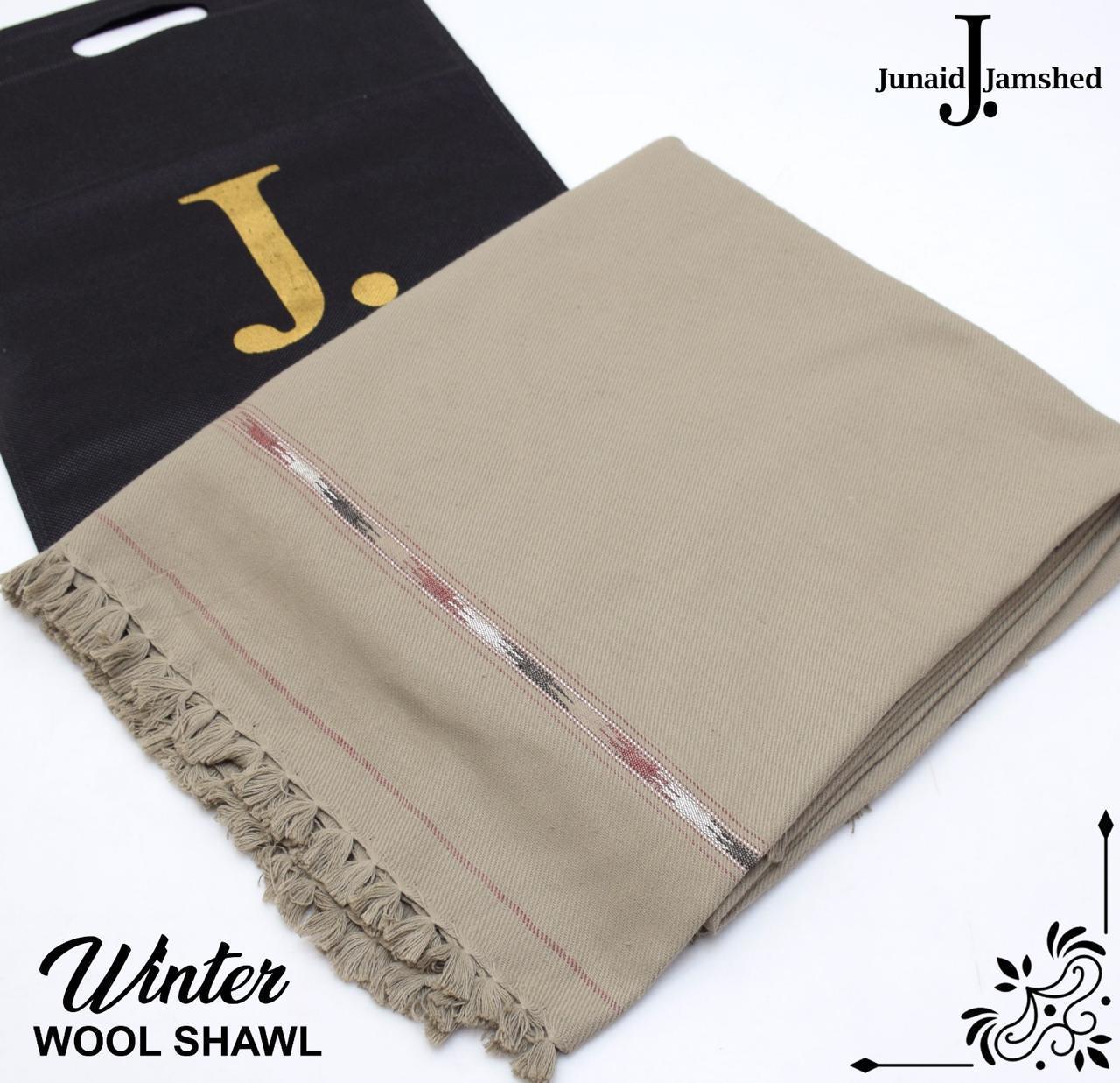 Premium Men's Wool Shawl By Junaid jamshed Light Grey