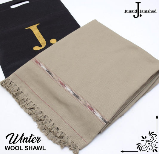 Premium Men's Wool Shawl By Junaid jamshed Light Grey